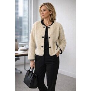 Women's Faux Sherling Coat - Universal Thread Cream Medium NEW